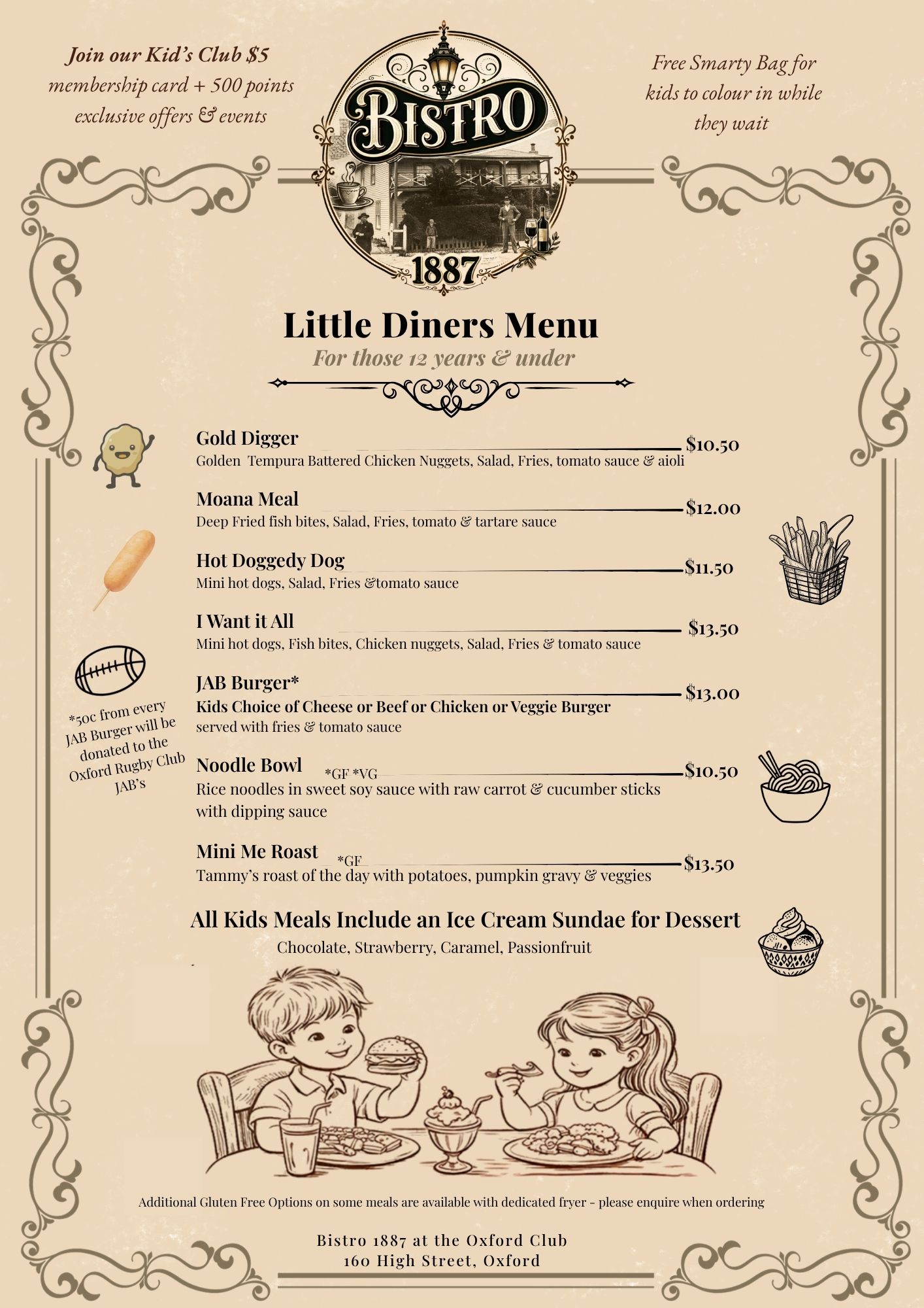Bistro 1887 Kids Menu 2026