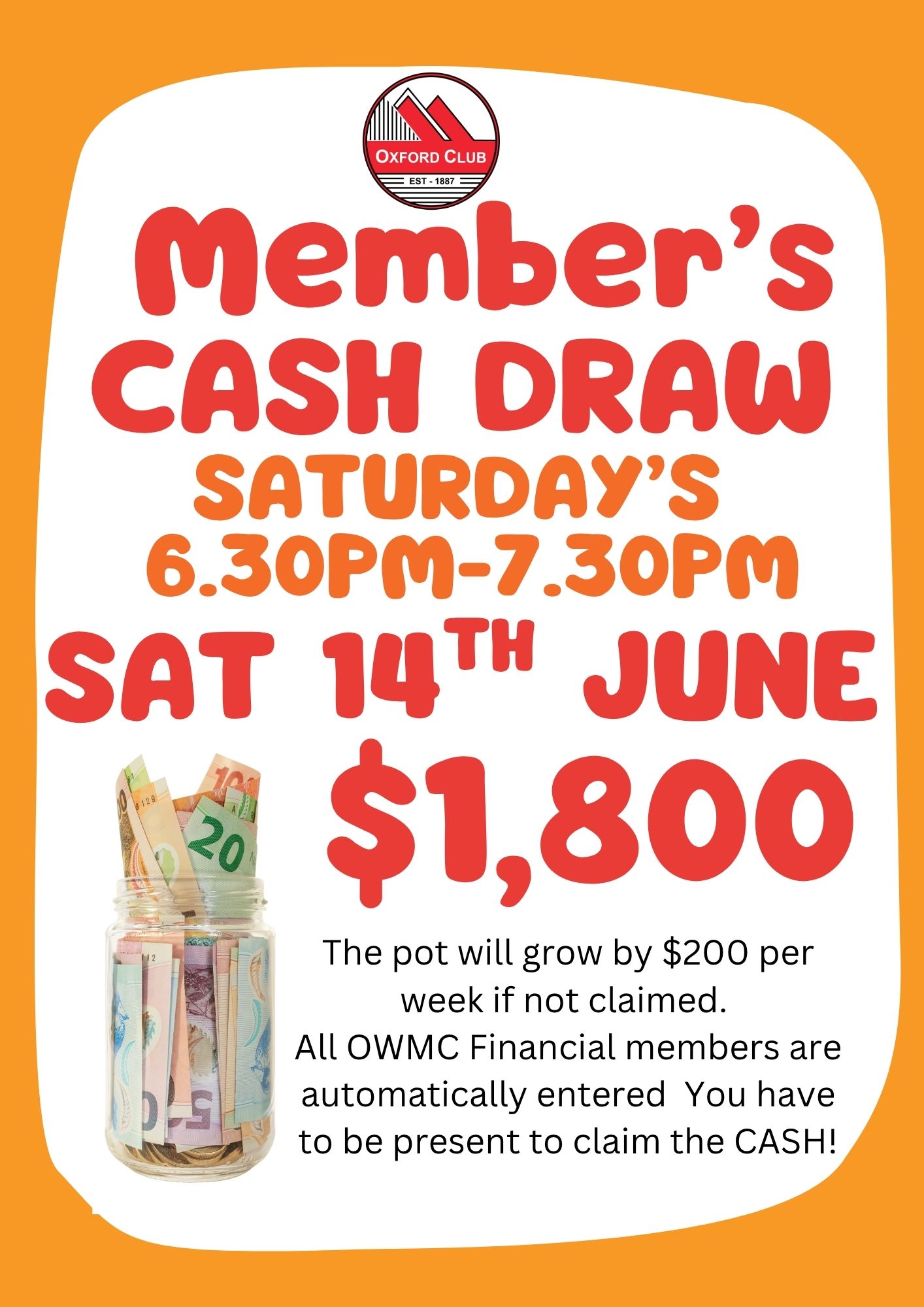 Cash Draw 14th June 1800