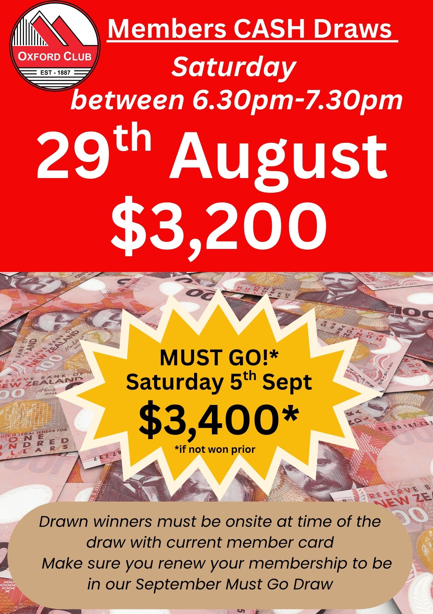 Cash Draw 29th August