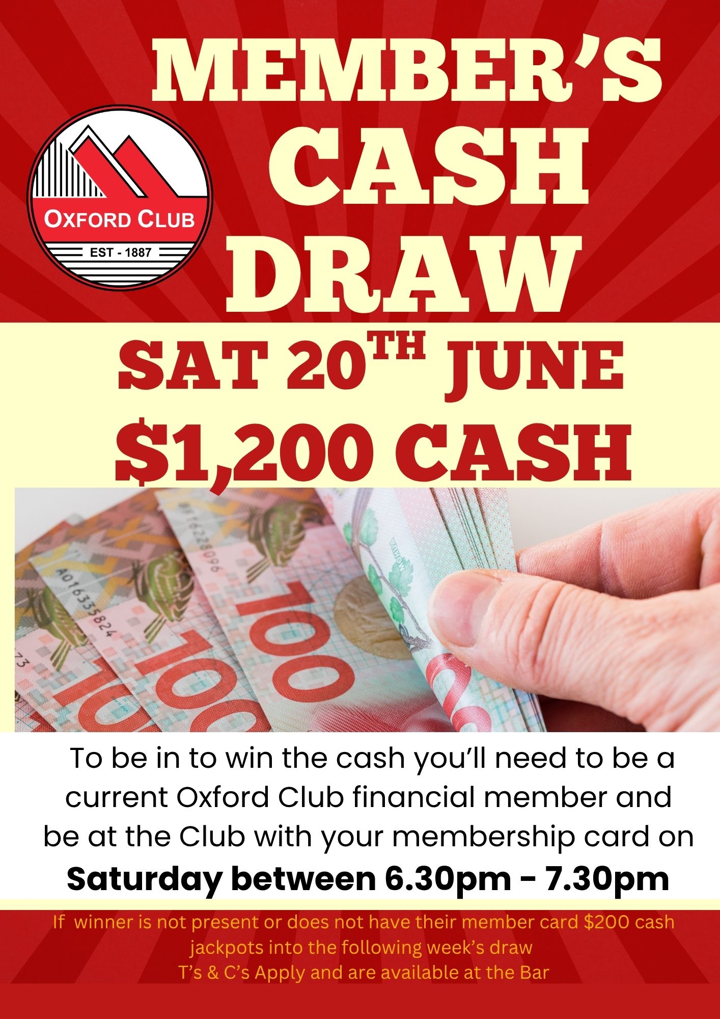 Cash Draw Sat 20th june