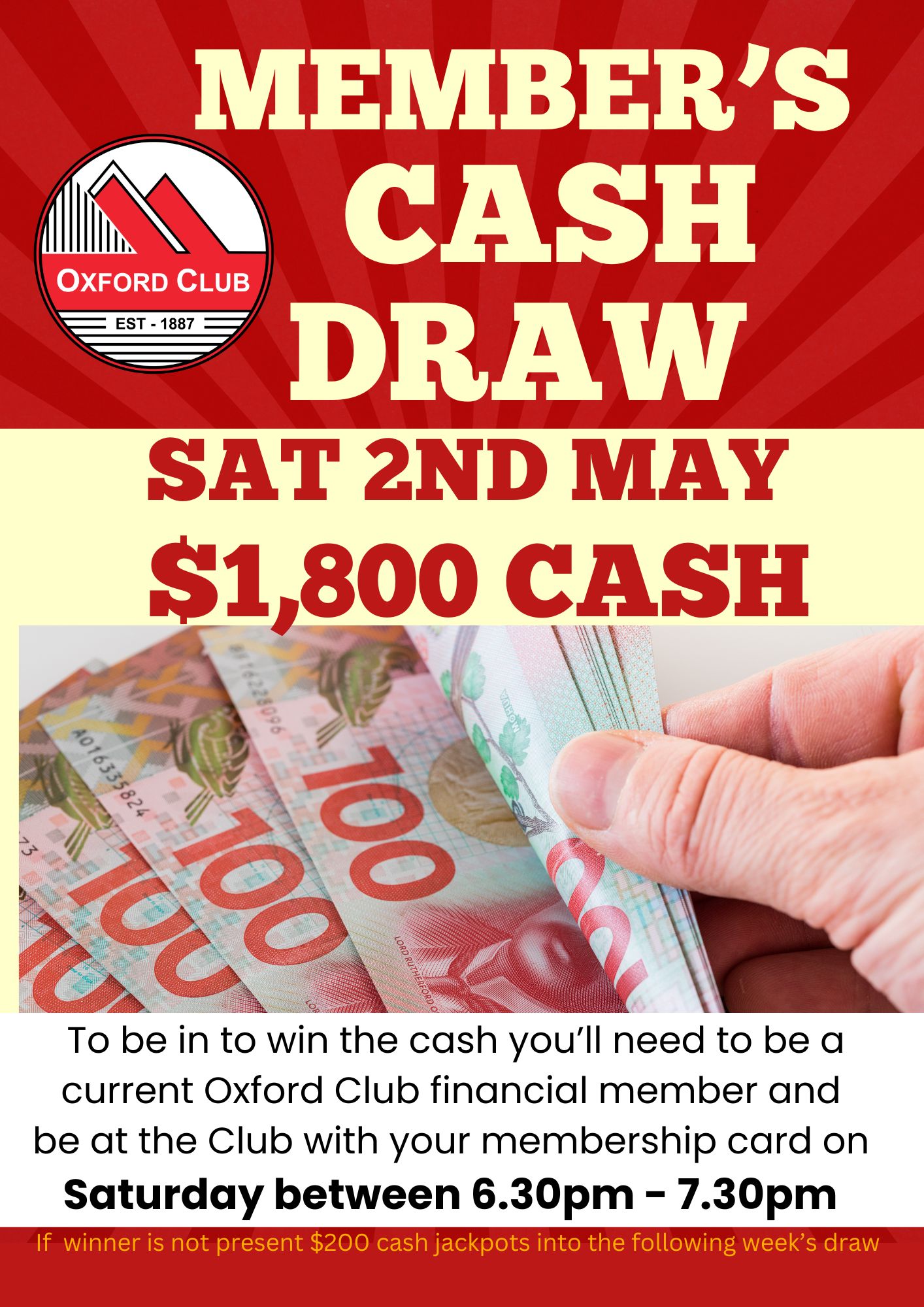 Cash Draw Weekly 2nd May