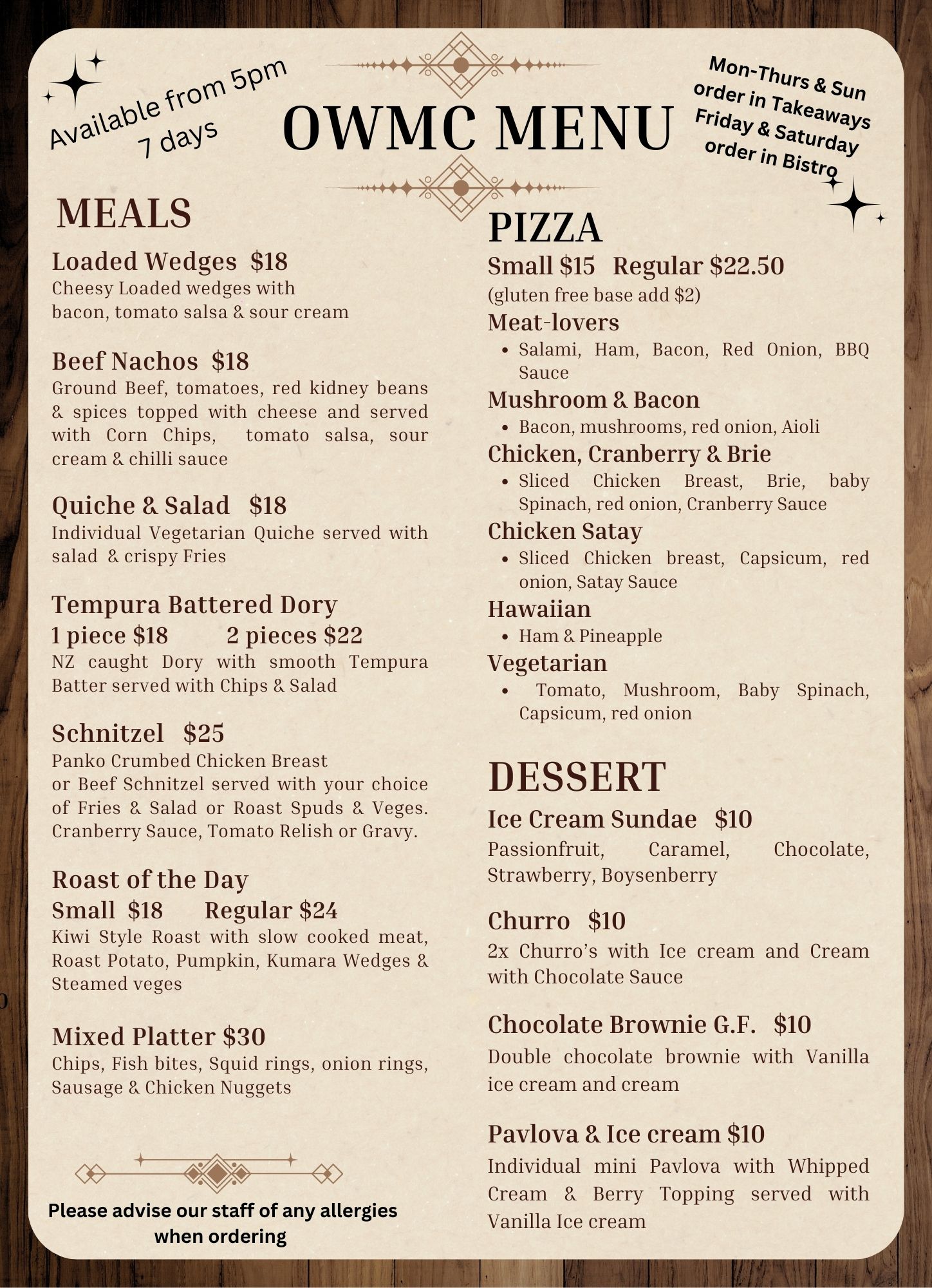 Dine in Meals Nov 25 2