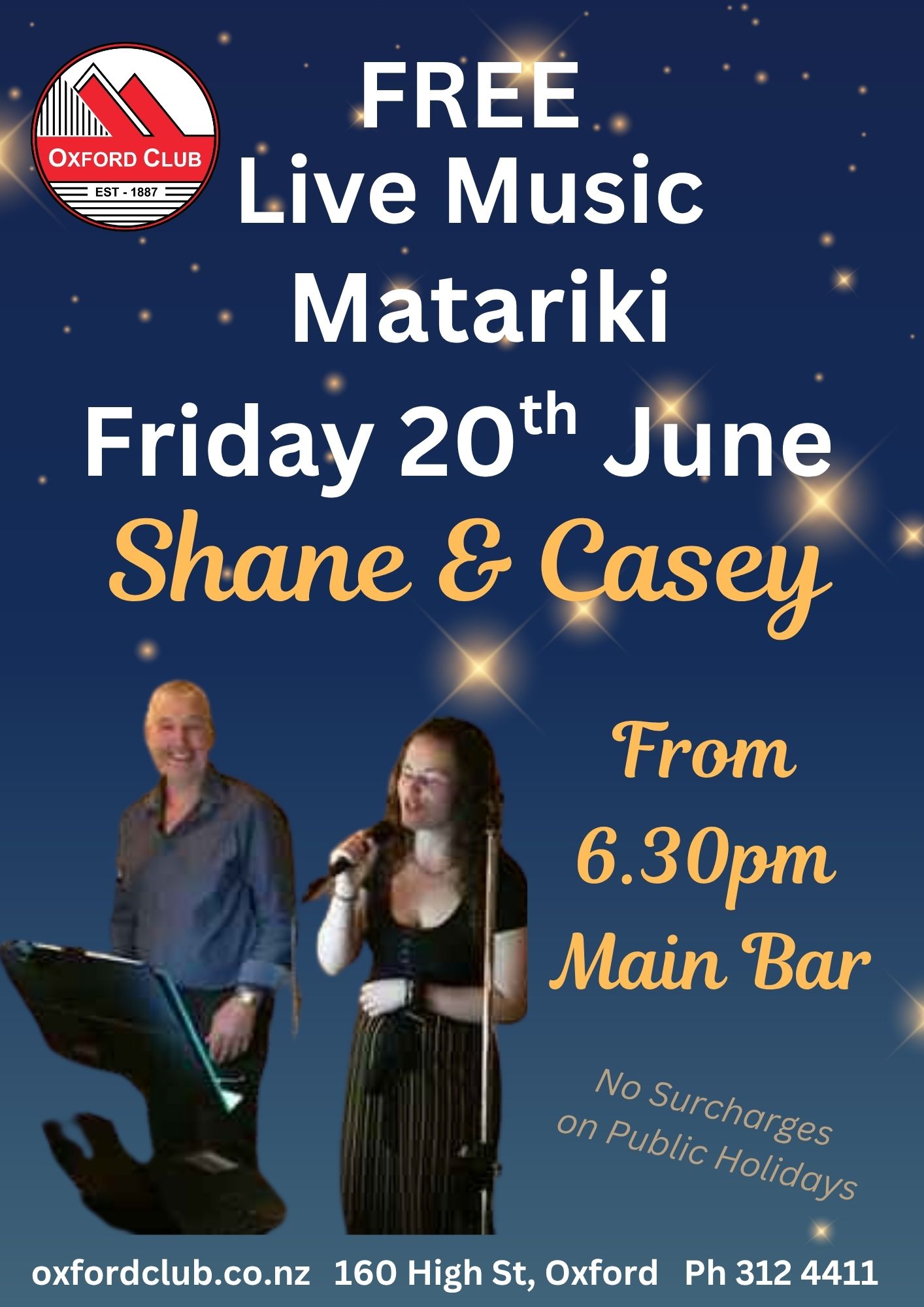 Live Music Matariki Friday 20th June 630pm