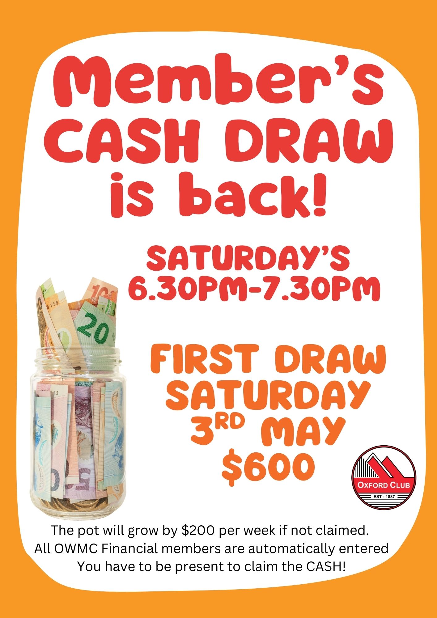 Members CASH DRAW is back