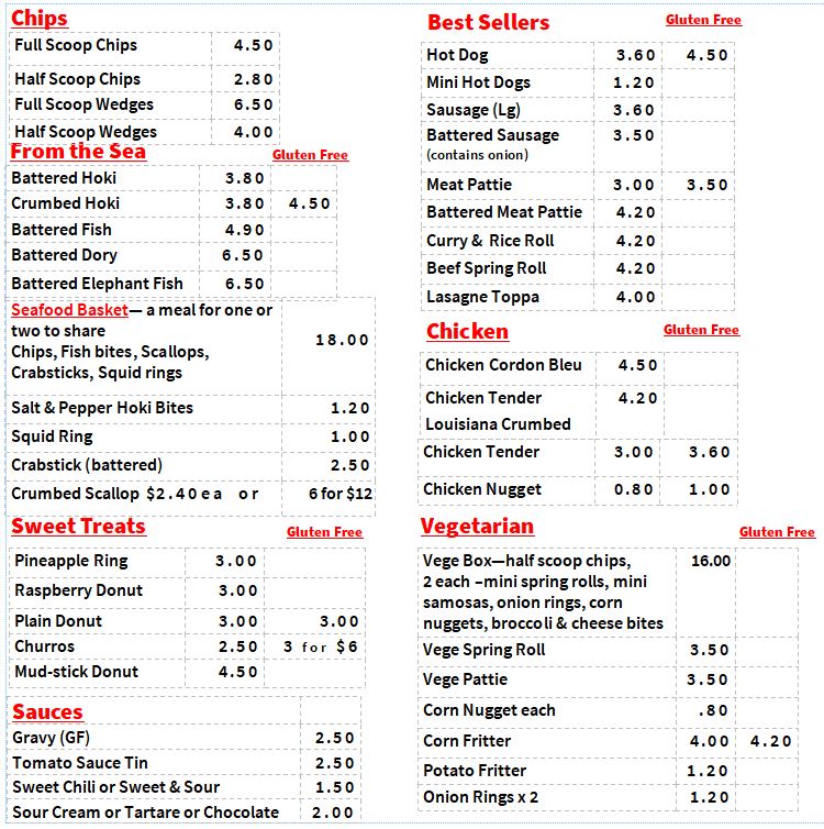 Takeaways menu 1