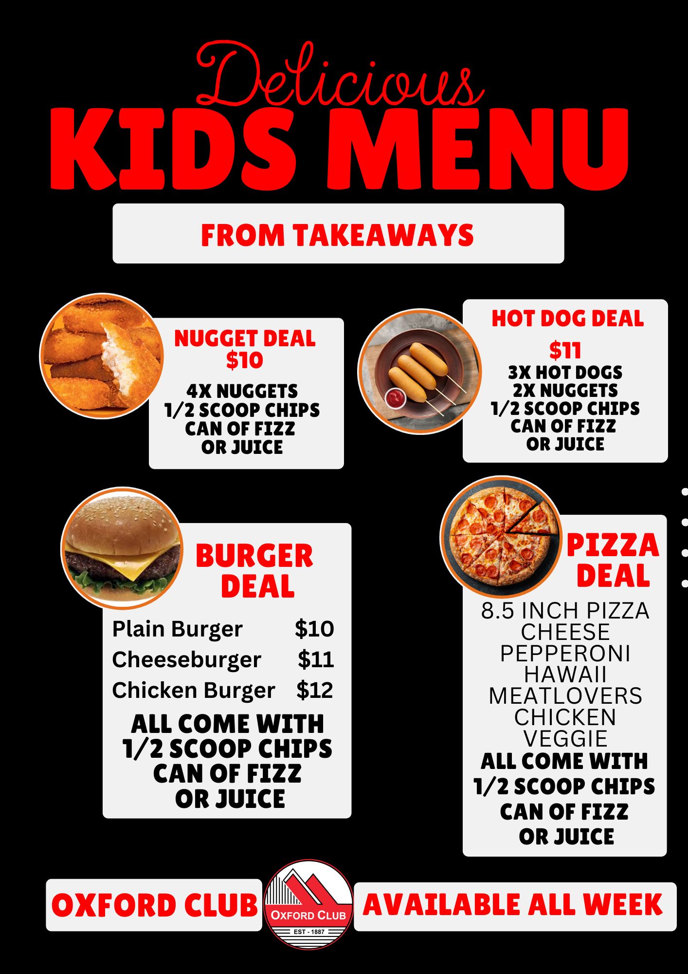 kids menu 2025